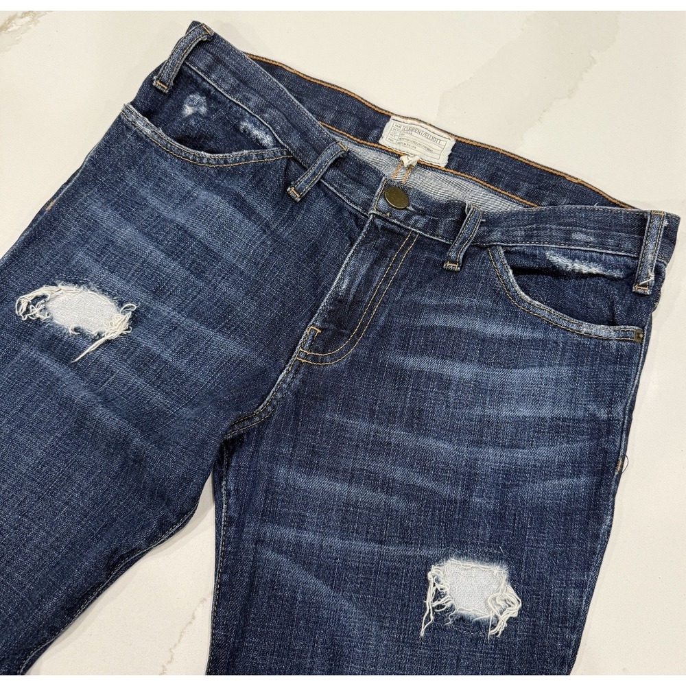 Current/Elliott Jeans Womens 27 Blue Dark Wash Distressed The Elephant Bell BOHO